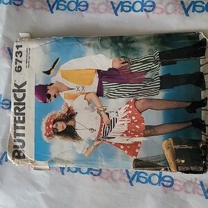 Butterick 6731 Misses Mens Costume Pirate 1988 Vintage Used